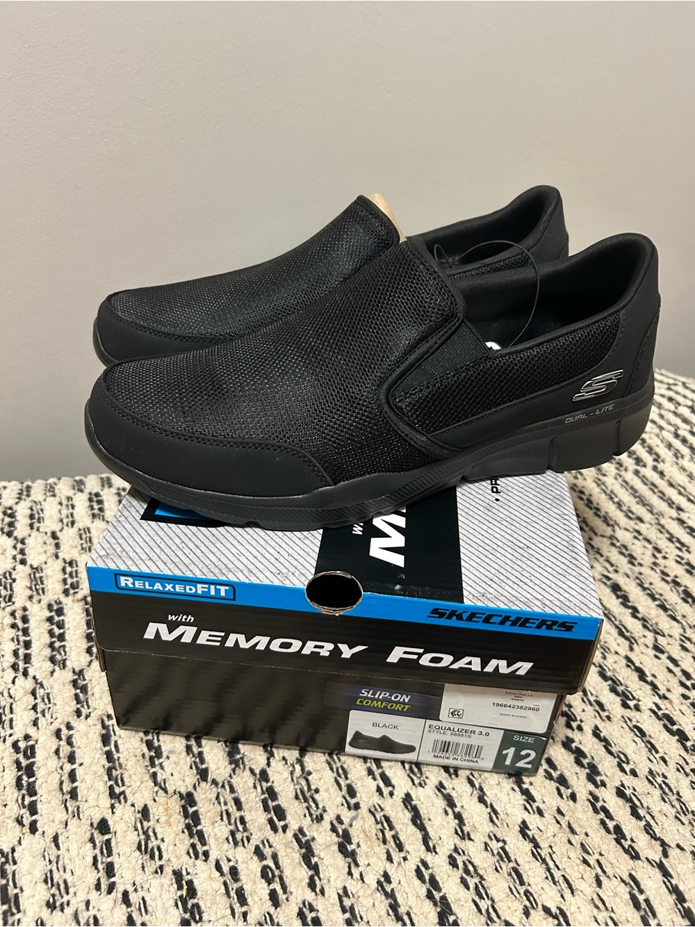 Skechers Black Slip-On Memory Foam Casual Loafers